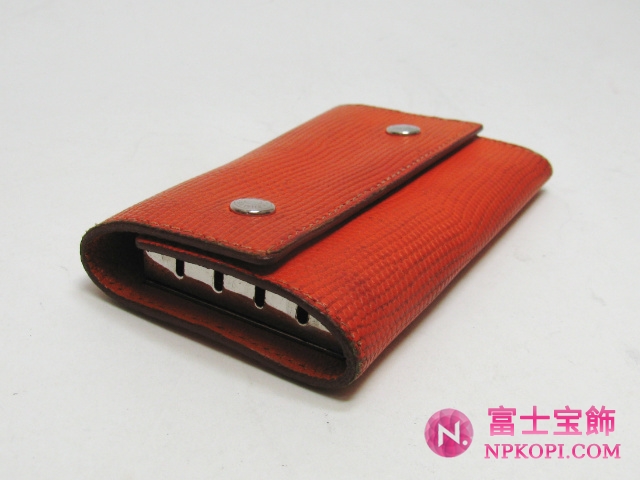 エルメスエチュイクレ　4連キーケースオレンジ（シルバー金具）HERMES328050
